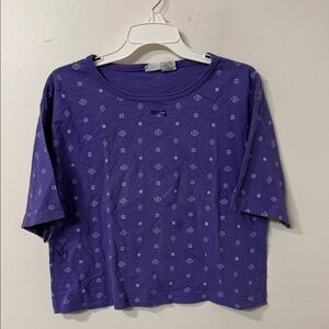 Geometric Purple Women's Short Sleeve Top 90’s